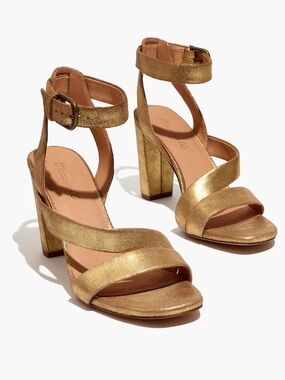 NWOT Madewell Women’s The Liv Sandal in Metallic Leather Pyrite Gold - Size 10